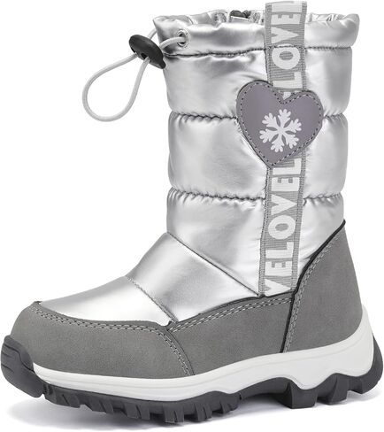 TZJS Girls Winter Boots Lightweight Kids Snow Boots Adjustable and Side Zipper Girl Outdoor Warm Boot Cold Weather Shoes with Faux Fur Lined for Toddler/Little Kids in Kuwait