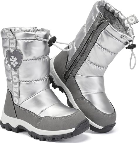 TZJS Girls Winter Boots Lightweight Kids Snow Boots Adjustable and Side Zipper Girl Outdoor Warm Boot Cold Weather Shoes with Faux Fur Lined for Toddler/Little Kids in Kuwait