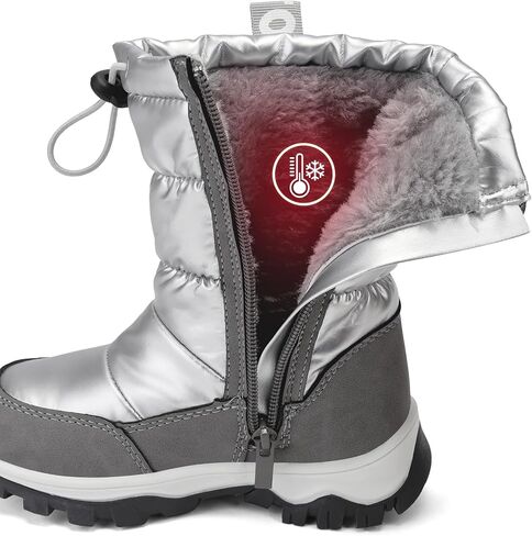 TZJS Girls Winter Boots Lightweight Kids Snow Boots Adjustable and Side Zipper Girl Outdoor Warm Boot Cold Weather Shoes with Faux Fur Lined for Toddler/Little Kids in Kuwait