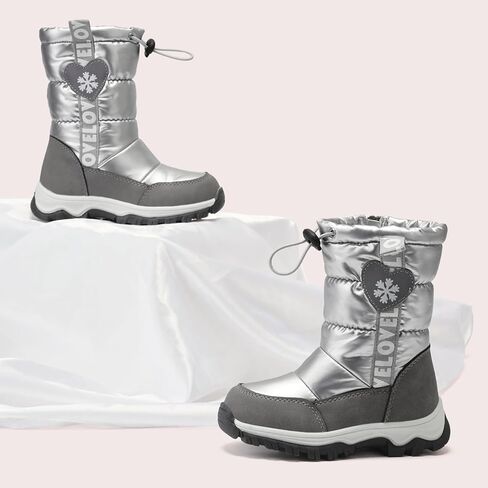 TZJS Girls Winter Boots Lightweight Kids Snow Boots Adjustable and Side Zipper Girl Outdoor Warm Boot Cold Weather Shoes with Faux Fur Lined for Toddler/Little Kids in Kuwait