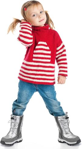 TZJS Girls Winter Boots Lightweight Kids Snow Boots Adjustable and Side Zipper Girl Outdoor Warm Boot Cold Weather Shoes with Faux Fur Lined for Toddler/Little Kids in Kuwait