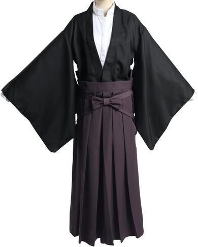 Unisex Japanese Traditional Samurai Kimono Warrior Kendo Aikido Hapkido Martial Arts Sportswear Hakama Uniform Set Outfit (L, 01-Red) in Saudi Arabia