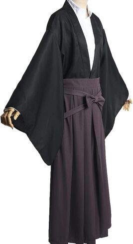 Unisex Japanese Traditional Samurai Kimono Warrior Kendo Aikido Hapkido Martial Arts Sportswear Hakama Uniform Set Outfit (L, 01-Red) in Saudi Arabia