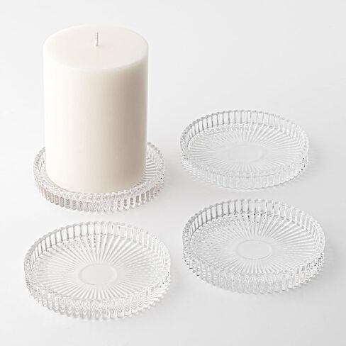 Torre & Tagus Reversible Single Glass Candle Holder for Pillar Candles & Tealights, Ribbed Candle Holder, Fluted Candle Holder & Clear Candle Holder for Wedding or Dinner Tablescape Home Decor (Anya) in Saudi Arabia