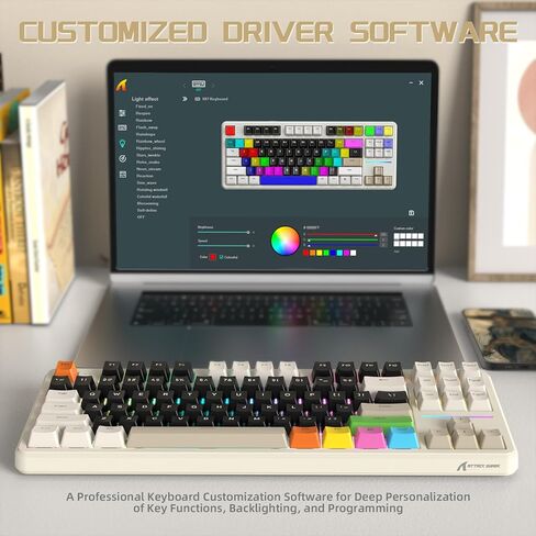 ATTACK SHARK X87 Wireless Mechanical Gaming Keyboard, Tri-Mode BT5.0/2.4GHz/USB-C Gasket Hot Swappable Custom Keyboard, Pre-lubed Strawberry Switches, 75% TKL RGB Backlit Keyboard-Cheese White in Kuwait