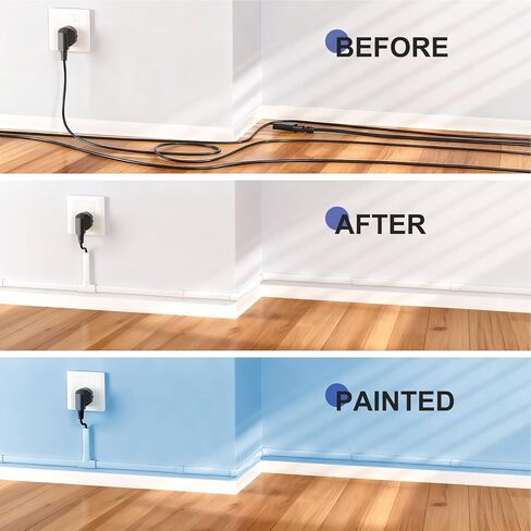 جدار إخفاء سلك Delamu، أغطية سلك للأسلاك على الحائط، أغطية أسلاك كبيرة لمخفي كابلات الحبال، أغطية أسلاك 94.5 بوصة للتلفزيون على غطاء كابل الحائط، مجموعة إدارة الكابلات سهلة الإعداد، 6X W1.0 H0.53in in Kuwait