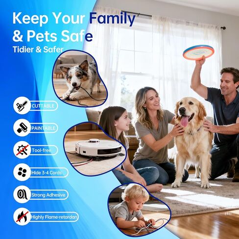 جدار إخفاء سلك Delamu، أغطية سلك للأسلاك على الحائط، أغطية أسلاك كبيرة لمخفي كابلات الحبال، أغطية أسلاك 94.5 بوصة للتلفزيون على غطاء كابل الحائط، مجموعة إدارة الكابلات سهلة الإعداد، 6X W1.0 H0.53in in Kuwait