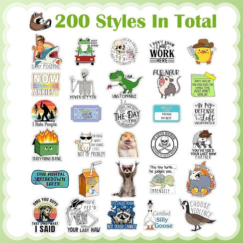 Chivertion 400 Pcs Funny Stickers Funny Stickers for Adults Cool Stickers Laptop Stickers Waterproof Sticker Sarcastic Stickers Hat Wall Window Bumper Sticker, 50 Styles in Kuwait