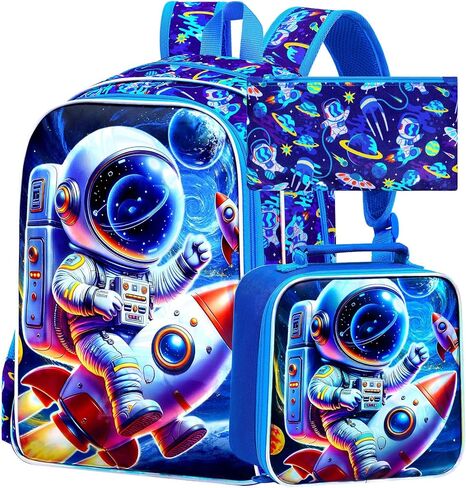 حقيبة ظهر مكونة من 3 قطع للأولاد، مجموعة حقائب كتب للأطفال من كوالا مقاس 16 بوصة لرياض الأطفال في مرحلة ما قبل المدرسة الابتدائية، وحقائب ظهر مدرسية مع صندوق غداء (أزرق) in Kuwait