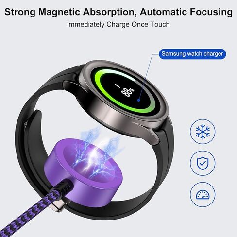 USB C Samsung Watch Charger Magnetic Fast Charging Cable for Galaxy Watch 7/Ultra/6/6 Classic/5 Pro/5/4/3/Active2,25W Dual USB C Fast Charger Block with 3FT Type C Wireless Charging Dock in Kuwait