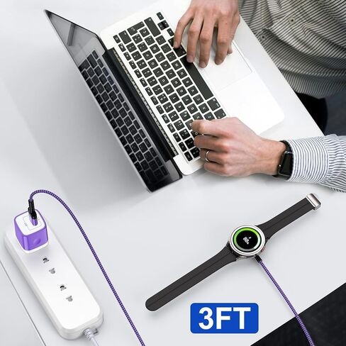 USB C Samsung Watch Charger Magnetic Fast Charging Cable for Galaxy Watch 7/Ultra/6/6 Classic/5 Pro/5/4/3/Active2,25W Dual USB C Fast Charger Block with 3FT Type C Wireless Charging Dock in Kuwait