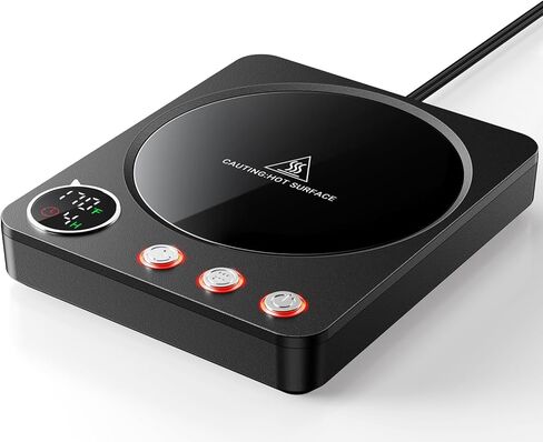 SWEETFULL Mug Warmer - 30W High Power, 3 Temp Settings, LED Display & 1-9H Timer, Coffee Cup Warmer for Desk, Candle Warmer, Coffee Accessories Gift for Women Men (Black) in Kuwait