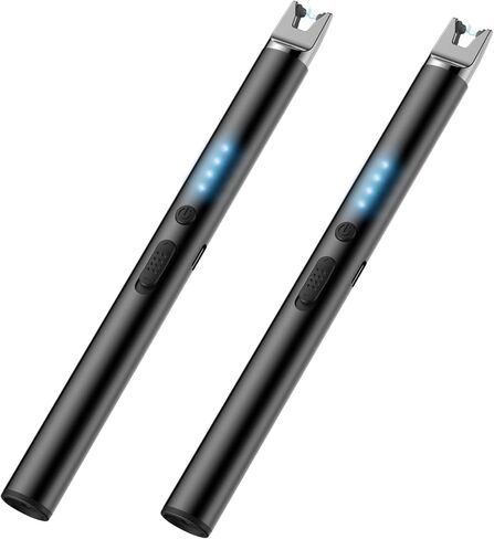 2 حزمة ولاعة كهربائية شمعة أخف يندبروف عديمة اللهب USB قابلة للشحن البلازما قوس طويل أخف للشواية الألعاب النارية المطبخ التخييم in Kuwait