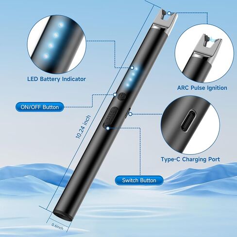 2 حزمة ولاعة كهربائية شمعة أخف يندبروف عديمة اللهب USB قابلة للشحن البلازما قوس طويل أخف للشواية الألعاب النارية المطبخ التخييم in Kuwait