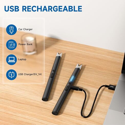 2 حزمة ولاعة كهربائية شمعة أخف يندبروف عديمة اللهب USB قابلة للشحن البلازما قوس طويل أخف للشواية الألعاب النارية المطبخ التخييم in Kuwait