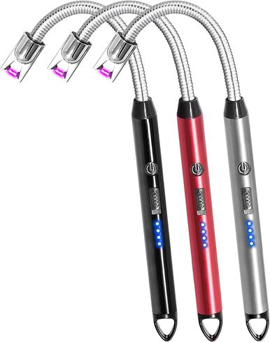 4 Pack Candle Lighter Electric Lighter Rechargeable Arc Lighter Windproof Flexible Neck Long Lighter Rotate 360 Plasma Lighter USB Flameless Lighters Candles Grill BBQ Camping in Kuwait