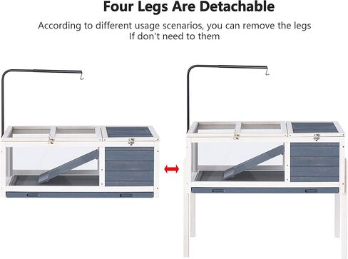حاوية سلحفاة خشبية من بيراسيل مع حامل إضاءة قابل للتعديل، قفص للزواحف من طبقتين مع منطقة تغذية لمنطقة السباحة، بيت السلاحف للحيوانات الصغيرة والسحالي والهامستر (رمادي) in Kuwait