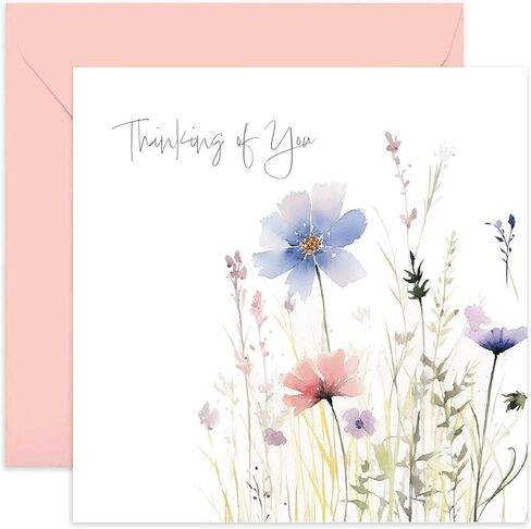 Old English Co. Sympathy Greeting Card for Loved Ones - 'Thinking of You' Painted Floral Flower Meadow Sympathy Card - Thinking of You Card for Men and Women | Blank Inside Envelope in Saudi Arabia