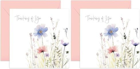 Old English Co. Sympathy Greeting Card for Loved Ones - 'Thinking of You' Painted Floral Flower Meadow Sympathy Card - Thinking of You Card for Men and Women | Blank Inside Envelope in Saudi Arabia