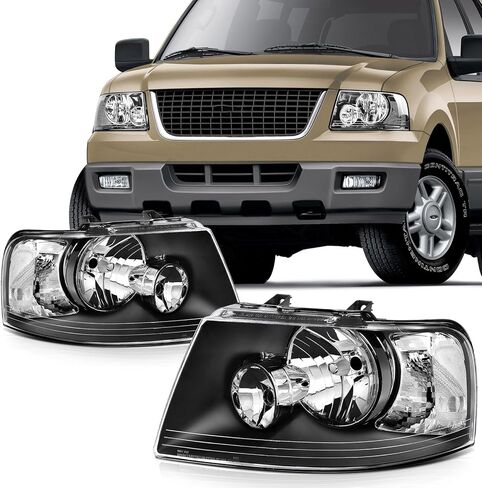 SCITOO المصابيح الأمامية لفورد ل F-150 2009-2014 المصابيح الأمامية الأسود الإسكان العنبر عاكس واضح عدسة سائق وجانب الركاب in Saudi Arabia