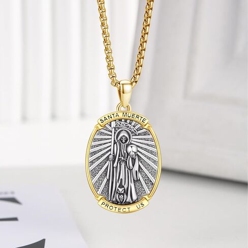 Archangel Raphael Necklace 925 Sterling Silver Saint Raphael Amulet Pendant Necklaces, Turquoise Patron Saint Raphael Jewelry for Men Women with 22 in Chain in Kuwait