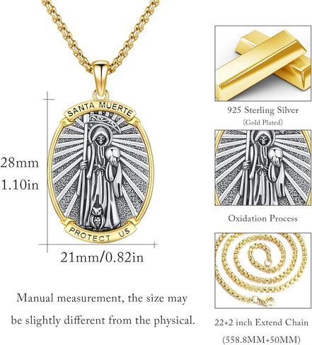 Archangel Raphael Necklace 925 Sterling Silver Saint Raphael Amulet Pendant Necklaces, Turquoise Patron Saint Raphael Jewelry for Men Women with 22 in Chain in Kuwait