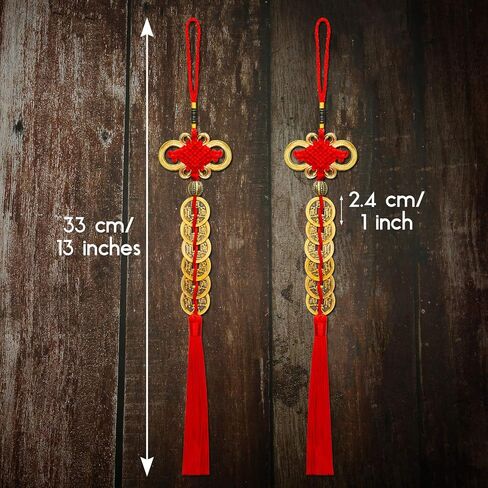 WILLBOND 8 Pieces 2025 Chinese Good Lucky Coins Charms Feng Shui 8 Coin Pendant Chinese Knot New Year Fortune Hanging Decorations, Means Wealth and Success in Saudi Arabia