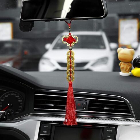 WILLBOND 8 Pieces 2025 Chinese Good Lucky Coins Charms Feng Shui 8 Coin Pendant Chinese Knot New Year Fortune Hanging Decorations, Means Wealth and Success in Saudi Arabia