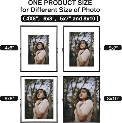 2 Pack Floating Frame For Photo Sizes (7x9,7x8,6x8,5x7), 8x10 Black Metal&Glass Floating Frames 8 x 10,Classy Photo Frames for Wedding Signs/Office,8 by 10 Industrial Float Frame in Saudi Arabia