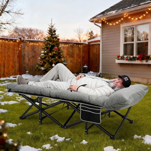 Camping Cot with Mattress, 32" Extra Wide Camping Cots for Adults, Sleeping Cot for Adults Holds Up to 600LBS, Cots for Sleeping, Camp, Rv, Beach, Patio, Office Naps(Black) in Saudi Arabia