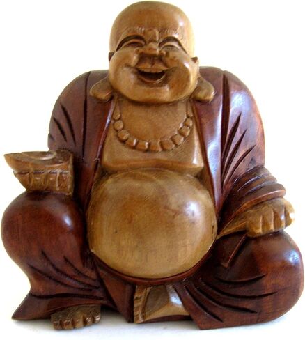 OMA Happy Buddha Laughing Buddha Wood Carved Statue for Luck and Prosperity BRAND in Kuwait