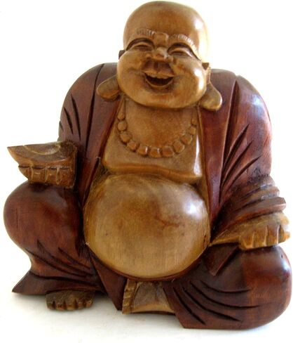OMA Happy Buddha Laughing Buddha Wood Carved Statue for Luck and Prosperity BRAND in Kuwait