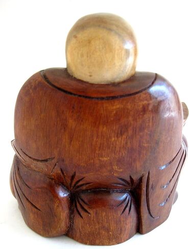 OMA Happy Buddha Laughing Buddha Wood Carved Statue for Luck and Prosperity BRAND in Kuwait