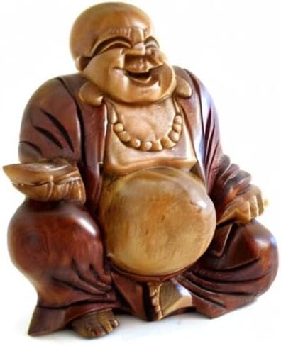 OMA Happy Buddha Laughing Buddha Wood Carved Statue for Luck and Prosperity BRAND in Kuwait