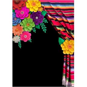 Peryiter 8 x 5FT Fiesta Theme Photography Backdrop Cinco De Mayo Party Decorations Flowers Wood Grain Mexican Theme Backdrop Fiesta Photo Props for Background Decoration Baby Shower Party Supplies in Kuwait