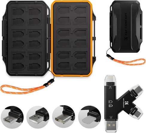 K&F Concept 24 Slots SD Card Holder Memory Card Case, Water-Resistant Shockproof Memory Card Storage Carrying Case for 12 SD SDXC SDHC Cards, 12 CFexpress Type A Cards in Kuwait