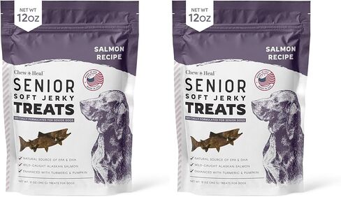 مضغ + شفاء مختبرات كبار السن يعامل سمك السلمون المتشنج الناعم - 5 أوقية من أوميغا متشنج - ملحق مشترك للكلاب مع سلمون ألاسكا البري والكركم - صنع في الولايات المتحدة الأمريكية in Kuwait