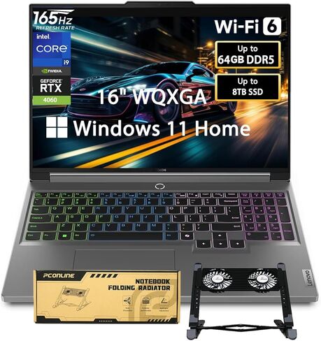 Lenovo Newest Legion 16" WQXGA i9 RTX 4060 Gaming Laptop, 16" WQXGA 2560 * 1600 165Hz, Intel i9-14900HX, NVIDIA GeForce RTX 4060, 64GB DDR5 RAM, 2TB SSD, W11H, with ADATA 512 External SSD Bundle in Saudi Arabia