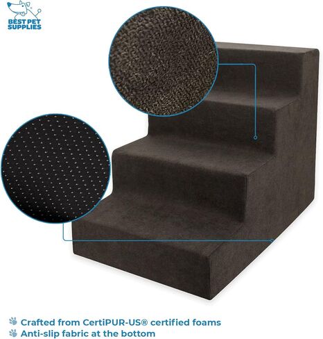 Best Pet Supplies Dog Stairs for Small Dogs & Cats, Foam Pet Steps Portable Ramp for Couch Sofa and High Bed Non-Slip Balanced Indoor Step Support, Paw Safe No Assembly - Sand, 5-Step in Saudi Arabia