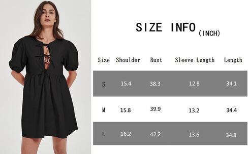 Women Casual Summer Puff Sleeve Mini Dress Bow Tie Front Y2K Babydoll Cut High Waist Peplum Dress in Saudi Arabia