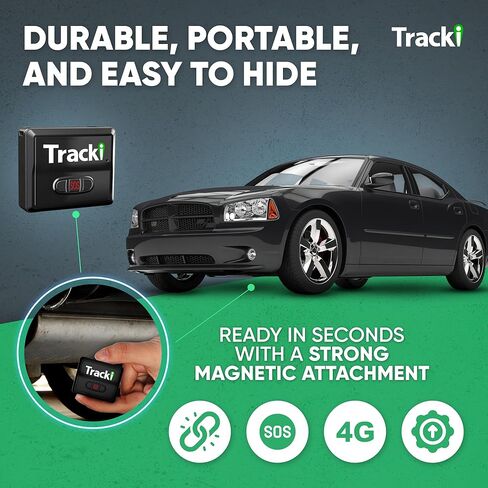 Tracki GPS Tracker for Vehicles No Monthly fee, USA Made Tech. 4G LTE Car GPS Tracking Device. Unlimited Distance, US & Worldwide. Small Portable Real time Mini Magnetic. with 12 Month Subscription in Kuwait