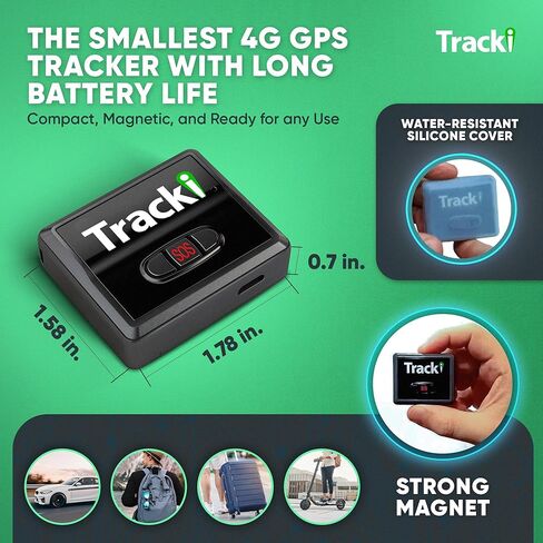 Tracki GPS Tracker للمركبات بدون رسوم شهرية، تكنولوجيا أمريكية الصنع. جهاز تتبع السيارة بنظام تحديد المواقع 4G LTE. مسافة غير محدودة، الولايات المتحدة والعالم. صغير محمول في الوقت الحقيقي مغناطيسي صغير. يشمل اشتراك لمدة عامين in Kuwait
