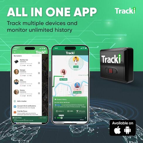 Tracki GPS Tracker للمركبات بدون رسوم شهرية، تكنولوجيا أمريكية الصنع. جهاز تتبع السيارة بنظام تحديد المواقع 4G LTE. مسافة غير محدودة، الولايات المتحدة والعالم. صغير محمول في الوقت الحقيقي مغناطيسي صغير. يشمل اشتراك لمدة عامين in Kuwait