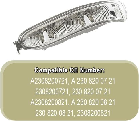 Left Car Rearview Mirror Turn Signal Indicator Light Driver Side | Amber Reverse Mirror LED Light Side Indicator Clearance Light Lamp Clear Lens 2002-2009 Compatible with Mercedes W209 CLK in Kuwait