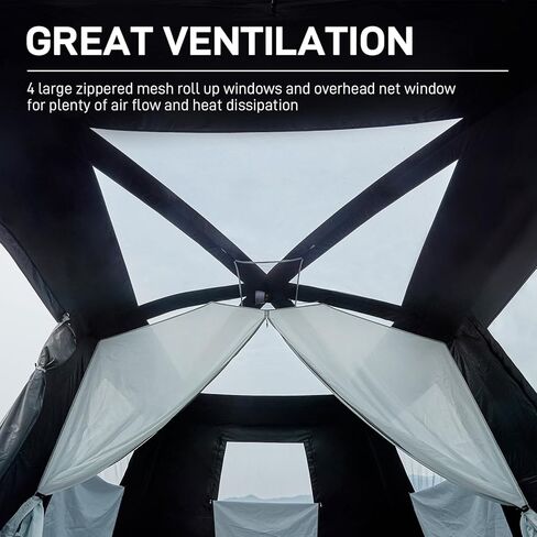 EVER ADVANCED 8 Person Blackout Cabin Tent, Camping Tent with Multi Room, Family Tent with Extra Porch and Rainfly, 2 Rooms Huge Portable Tent with Carry Bag, Water Resistant in Kuwait