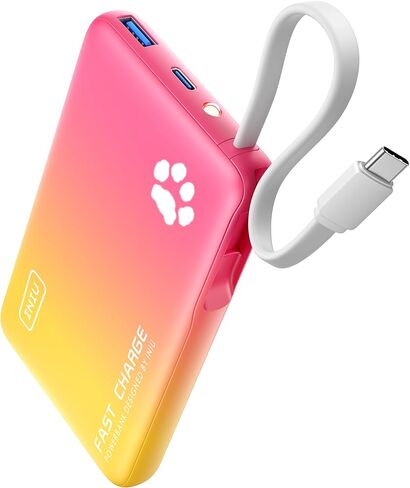 شاحن محمول INIU، أنحف بنك طاقة بقدرة 10000 مللي أمبير في الساعة مع كابل USB-C مدمج، حزمة بطارية USB C للشحن السريع 20 وات PD، شاحن هاتف خارجي لهاتف iPhone 16 15 14 13 Samsung S22 S21 Google إلخ in Kuwait