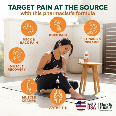 Pain Relieving Cream Lotion- 3.2 oz Spray Pump- Frankincense and Menthol Arthritis Therapy Rub for Joint and Muscle Ache. Cooling, FSA/HSA Eligible in Saudi Arabia