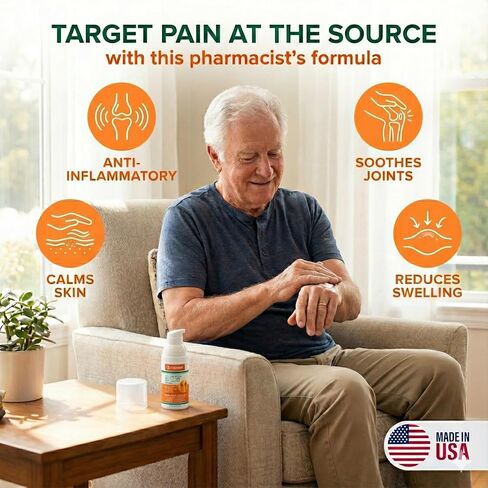 Pain Relieving Cream Lotion- 3.2 oz Spray Pump- Frankincense and Menthol Arthritis Therapy Rub for Joint and Muscle Ache. Cooling, FSA/HSA Eligible in Saudi Arabia