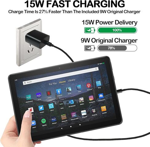 6.6Ft Braided Cable for Charging All Kindle Paperwhite, Kindle Fire, Kindle,Amazon Fire Tablet USB Charger Cord in Saudi Arabia