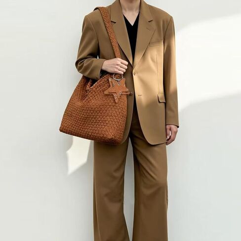 حقيبة يد منسوجة للنساء، حقائب كتف، حقيبة هوبو للشاطئ، حقيبة منسوجة يدويًا تحت الإبط، حقيبة بمقبض علوي مع محفظة in Kuwait